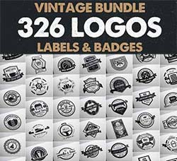 326个矢量的标志和徽章：MEGA BUNDLE 326 Vintage Logos Badges